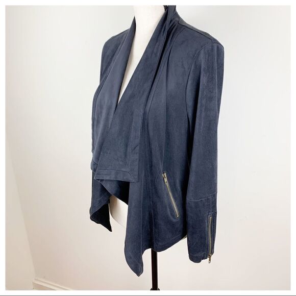 Cupcakes and Cashmere Microfiber Charcole Brown Waterfall Jacket Sz Medium - Picture 6 of 16